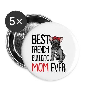 French Bulldog - Buttons small 1''/25 mm (5-pack) - white - Front