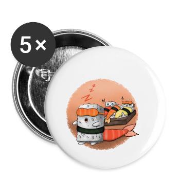 Sushi schlafen - Buttons klein 25 mm (5er Pack) - Weiß - Vorne