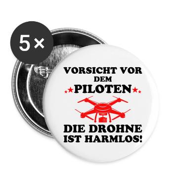 Vorsicht vor dem Piloten Drohne Lustig Geschenk - Buttons klein 25 mm (5er Pack) - Weiß - Vorne