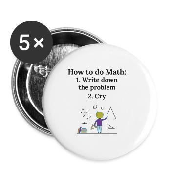 Drôle d’algèbre professeur de mathématiques Comment maths - Lot de 5 petits badges (25 mm) - blanc - Devant
