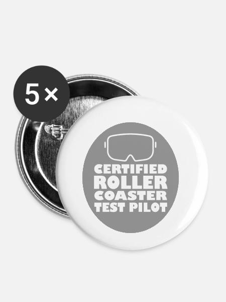 Rollercoaster Achterbahn - Buttons klein 25 mm (5er Pack) - Weiß