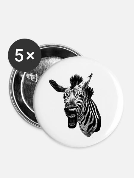 Grumpy Zebra - Buttons klein 25 mm (5er Pack) - Weiß