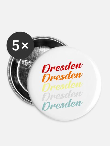 Dresden - Buttons klein 25 mm (5er Pack) - Weiß