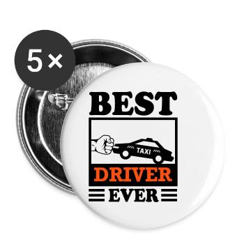 Taxi Taxifahrer Driver Best Transport - Buttons small 1''/25 mm (5-pack) - white - Front