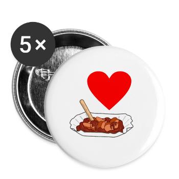 Currywurst - Buttons klein 25 mm (5er Pack) - Weiß - Vorne