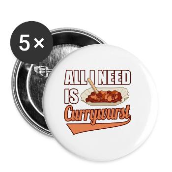 Currywurst - Buttons klein 25 mm (5er Pack) - Weiß - Vorne