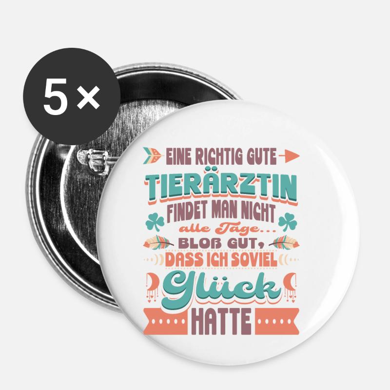 Tierärztin - Buttons klein 25 mm (5er Pack) - Weiß