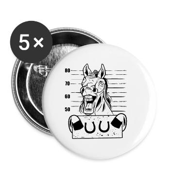 Pferd Reiten polygonal Pferde Steckbrief Pferd - Buttons klein 25 mm (5er Pack) - Weiß - Vorne