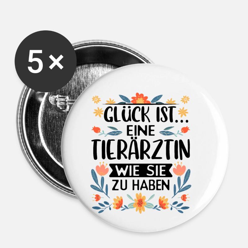 Tierärztin - Buttons klein 25 mm (5er Pack) - Weiß