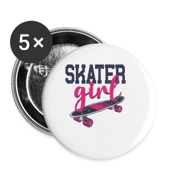 Skateboard Vintage Skater Girl - Buttons small 1''/25 mm (5-pack) - white - Front