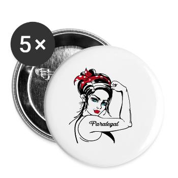Paralegal Rosie The Riveter Pin Up - Buttons klein 25 mm (5er Pack) - Weiß - Vorne