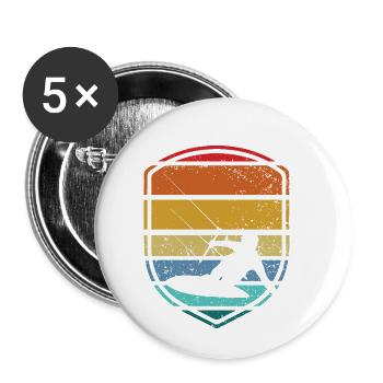 Kite Surf Kitesurfen Kitesurf Kiten Kitebording - Buttons klein 25 mm (5er Pack) - Weiß - Vorne