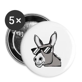 Esel Mit Sonnenbrille Hausesel Farm Tiere Geschenk - Buttons klein 25 mm (5er Pack) - Weiß - Vorne