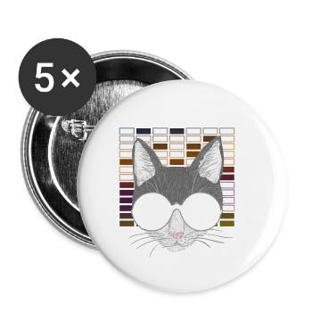 Moins de drame Plus de musique techno et de chats - Lot de 5 petits badges (25 mm) - blanc - Devant