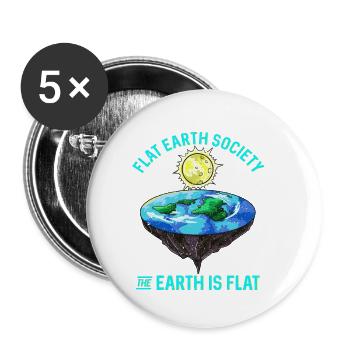 Flache Erde Die Erde ist flach Hinterfrage alles - Buttons klein 25 mm (5er Pack) - Weiß - Vorne