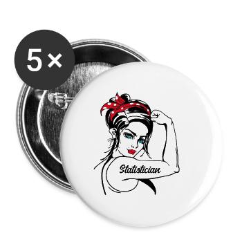Female Statistician Rosie The Riveter - Buttons klein 25 mm (5er Pack) - Weiß - Vorne