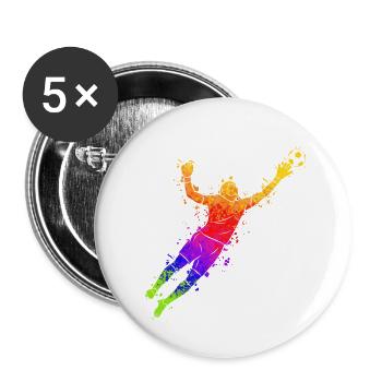 Bunter Torwart Torhüter Fußball Tormann - Buttons klein 25 mm (5er Pack) - Weiß - Vorne