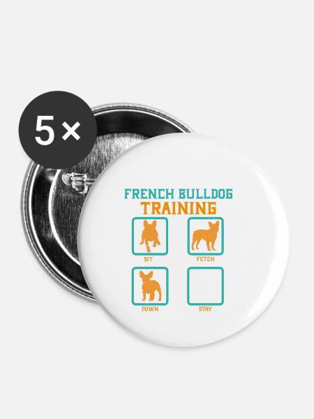 French Bulldog Training - Buttons klein 25 mm (5er Pack) - Weiß