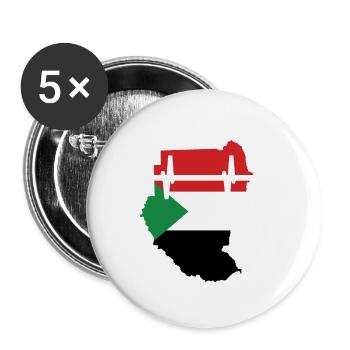 Sudan Herzschlag Flagge Vintage Sudan - Lot de 5 petits badges (25 mm) - blanc - Devant