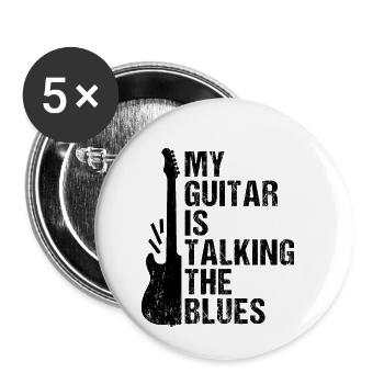 Ma guitare parle le blues - Lot de 5 petits badges (25 mm) - blanc - Devant