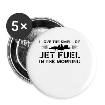 Kampfjet Jet Fuel In The Morning - Vintage Pilot - Lot de 5 petits badges (25 mm) - blanc - Devant