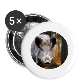 Hunting Hunter Wild Boar DEer Hunting - Buttons small 1''/25 mm (5-pack) - white - Front