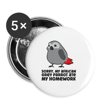 Mon perroquet gris africain a mon - Lot de 5 petits badges (25 mm) - blanc - Devant