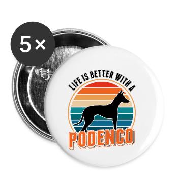 Life is better with a Podenco Canario - Buttons small 1''/25 mm (5-pack) - white - Front