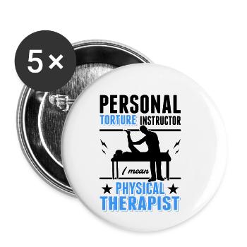 Personnel Torture Instructeur Physiothérapeute Physio - Lot de 5 petits badges (25 mm) - blanc - Devant