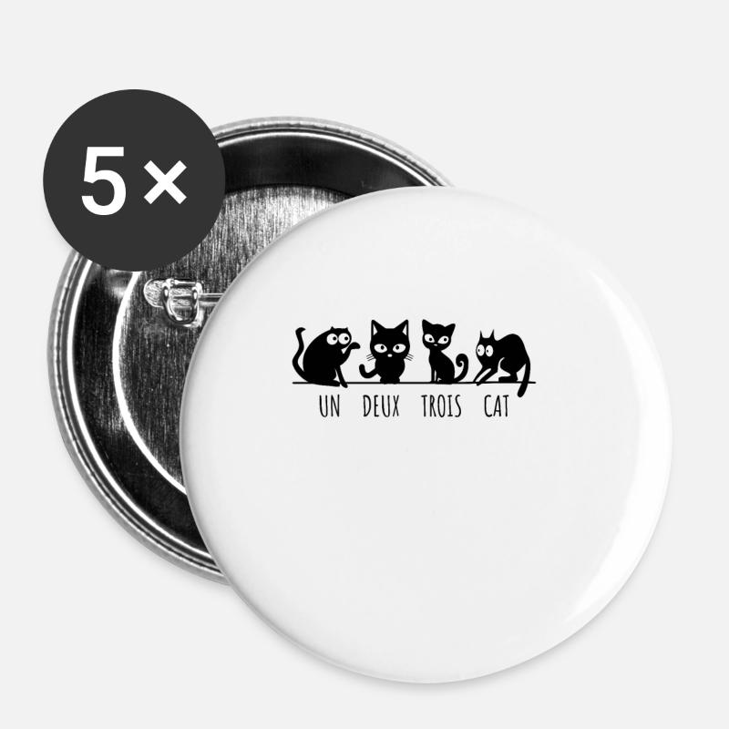 Un Deux Trois Cat - Buttons klein 25 mm (5er Pack) - Weiß