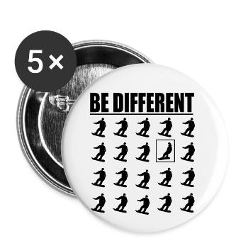 Snowboard Snowboarder - Lot de 5 petits badges (25 mm) - blanc - Devant