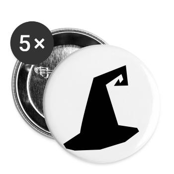 Hexenhut Silhouette - Buttons klein 25 mm (5er Pack) - Weiß - Vorne