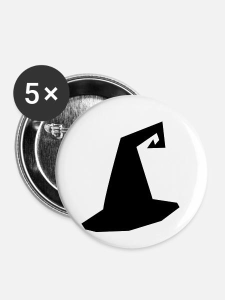 Hexenhut Silhouette - Buttons klein 25 mm (5er Pack) - Weiß