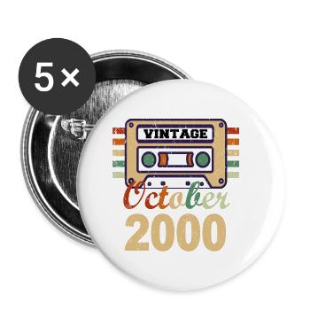 Cadeau du 21e anniversaire octobre 2000 - Lot de 5 petits badges (25 mm) - blanc - Devant