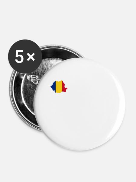 Rumänien - Buttons klein 25 mm (5er Pack) - Weiß