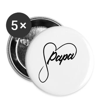 Papa Cœur - Lot de 5 petits badges (25 mm) - blanc - Devant