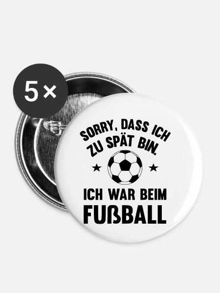 Ich war beim Fußball - Buttons klein 25 mm (5er Pack) - Weiß