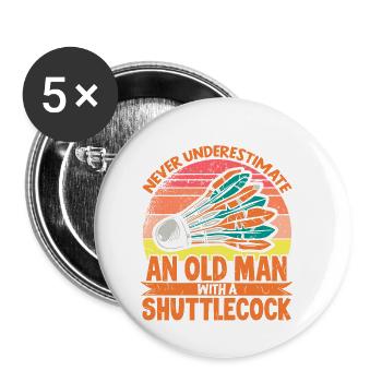 Badminton Badminton Evolution Joueur de badminton - Lot de 5 petits badges (25 mm) - blanc - Devant