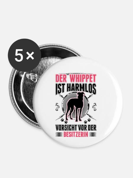 Whippet Besitzerin Windhund Sighthound - Buttons klein 25 mm (5er Pack) - Weiß