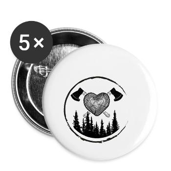 Tronçonneuse Axe Forester Bûcheron Scie Chaîne - Lot de 5 petits badges (25 mm) - blanc - Devant