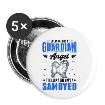 Samoyed Guardian Angel Sled Dog - Buttons small 1''/25 mm (5-pack) - white - Front