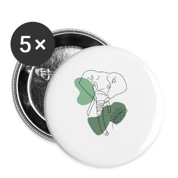 Elephant One Line Art Cadeau d’art abstrait - Lot de 5 petits badges (25 mm) - blanc - Devant