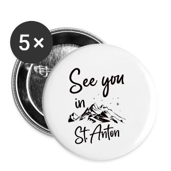 St. Anton Ski Tyrol Snowboard Autriche - Lot de 5 petits badges (25 mm) - blanc - Devant