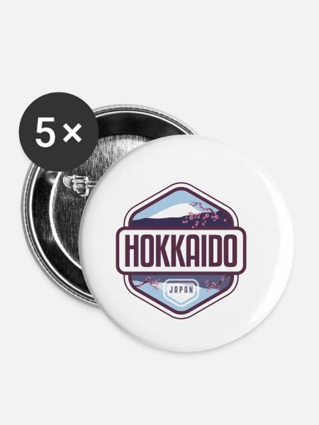 Hokkaido - Japan - Buttons klein 25 mm (5er Pack) - Weiß