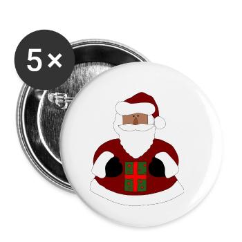 Weihnachtsmann mit Geschenk - Buttons klein 25 mm (5er Pack) - Weiß - Vorne