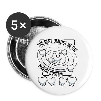 Dentiste - Lot de 5 petits badges (25 mm) - blanc - Devant