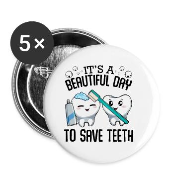 Dentiste - Lot de 5 petits badges (25 mm) - blanc - Devant