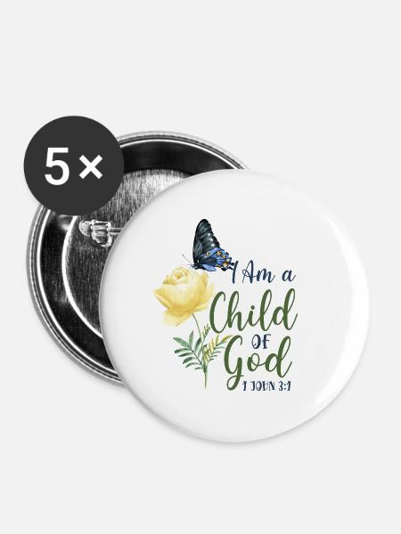 Christian Bible Verse Quote - Buttons klein 25 mm (5er Pack) - Weiß