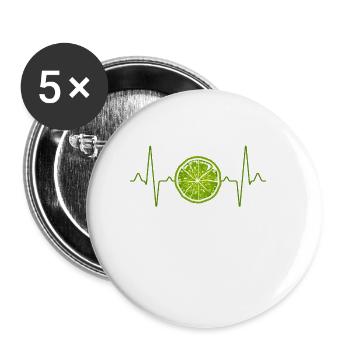 Limette Herzschlag - Buttons klein 25 mm (5er Pack) - Weiß - Vorne