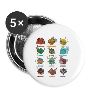 RpG Jeu de rôle Stylo & Papier - Lot de 5 petits badges (25 mm) - blanc - Devant